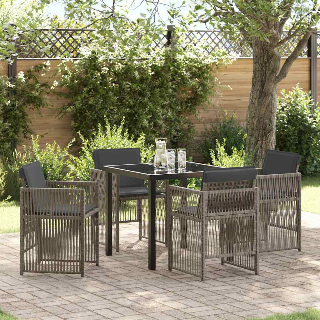 vidaXL Garten Essgruppe 5 pcs Grau Pulverbeschichteter Stahl