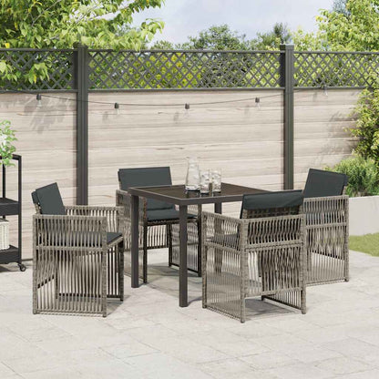 vidaXL Garten Essgruppe 5 pcs Grau Pulverbeschichteter Stahl