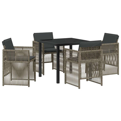 vidaXL Garten Essgruppe 5 pcs Grau Pulverbeschichteter Stahl