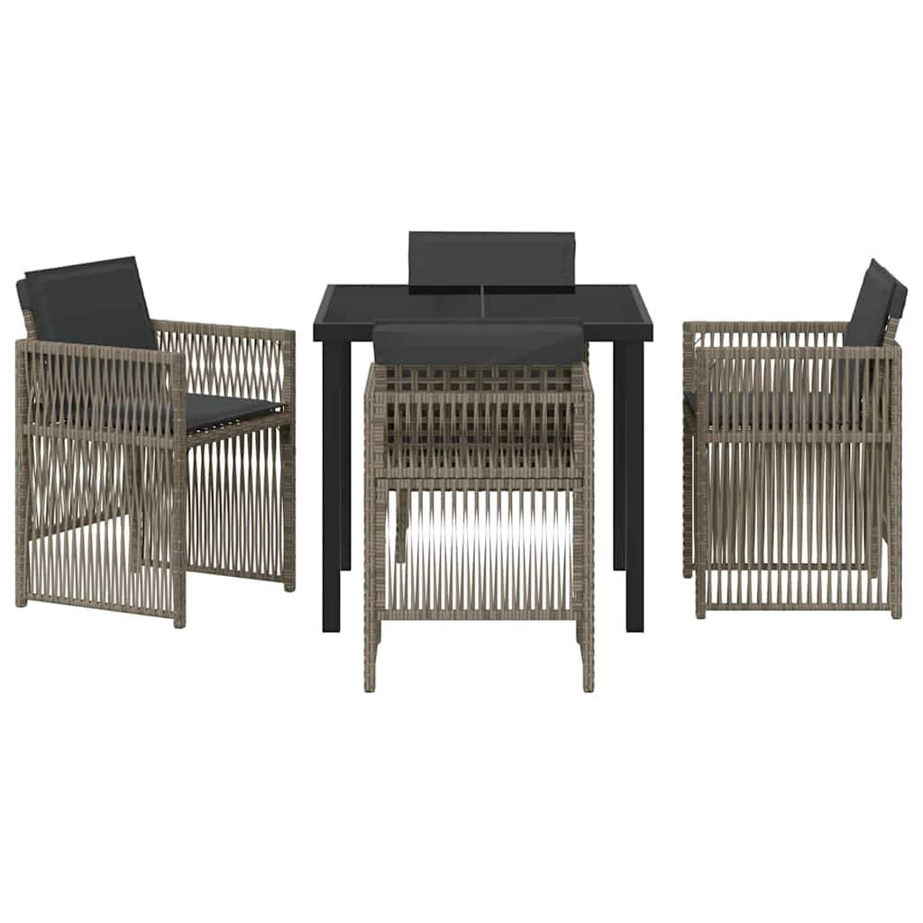 vidaXL Garten Essgruppe 5 pcs Grau Pulverbeschichteter Stahl