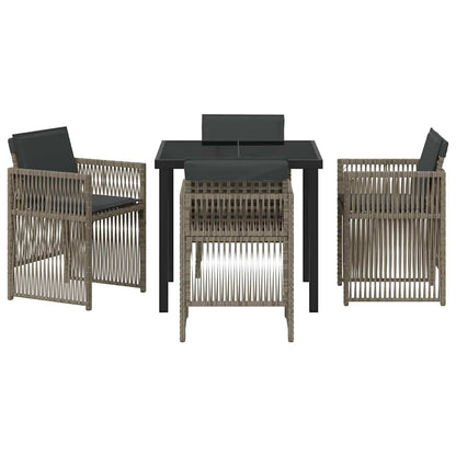 vidaXL Garten Essgruppe 5 pcs Grau Pulverbeschichteter Stahl