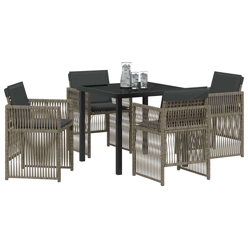 vidaXL Garten Essgruppe 5 pcs Grau Pulverbeschichteter Stahl