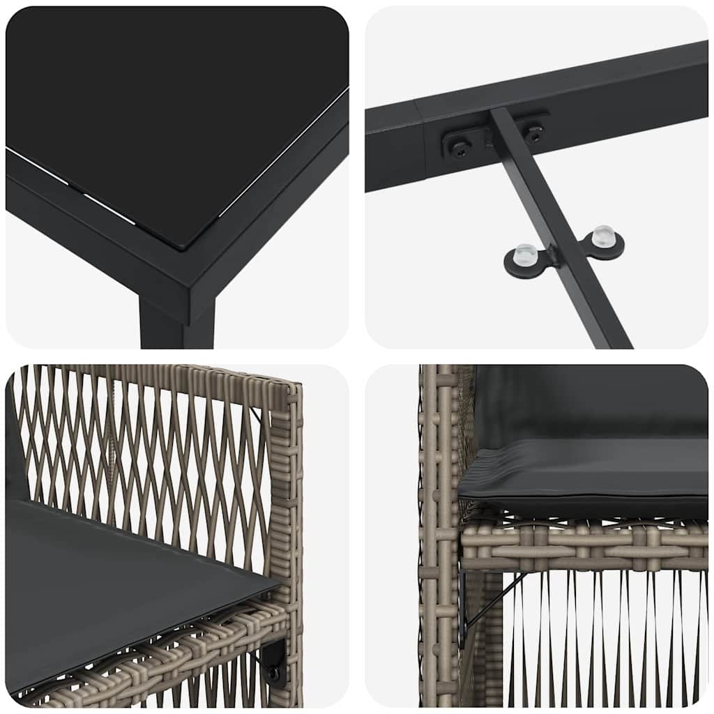 Garten Essgruppe 5 pcs Grau Pulverbeschichteter Stahl