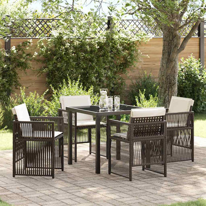 vidaXL Salon de jardin à manger 5 pcs Acier enduit de poudre marron