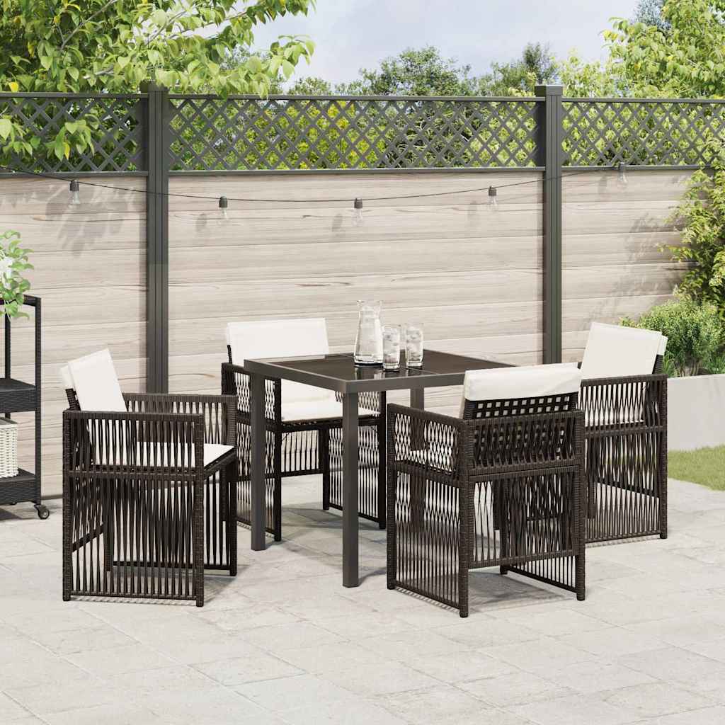 vidaXL Salon de jardin à manger 5 pcs Acier enduit de poudre marron