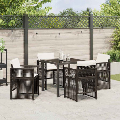 vidaXL Salon de jardin à manger 5 pcs Acier enduit de poudre marron