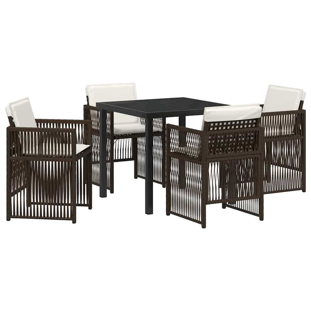 vidaXL Salon de jardin à manger 5 pcs Acier enduit de poudre marron