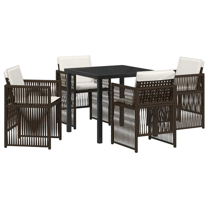 vidaXL Salon de jardin à manger 5 pcs Acier enduit de poudre marron