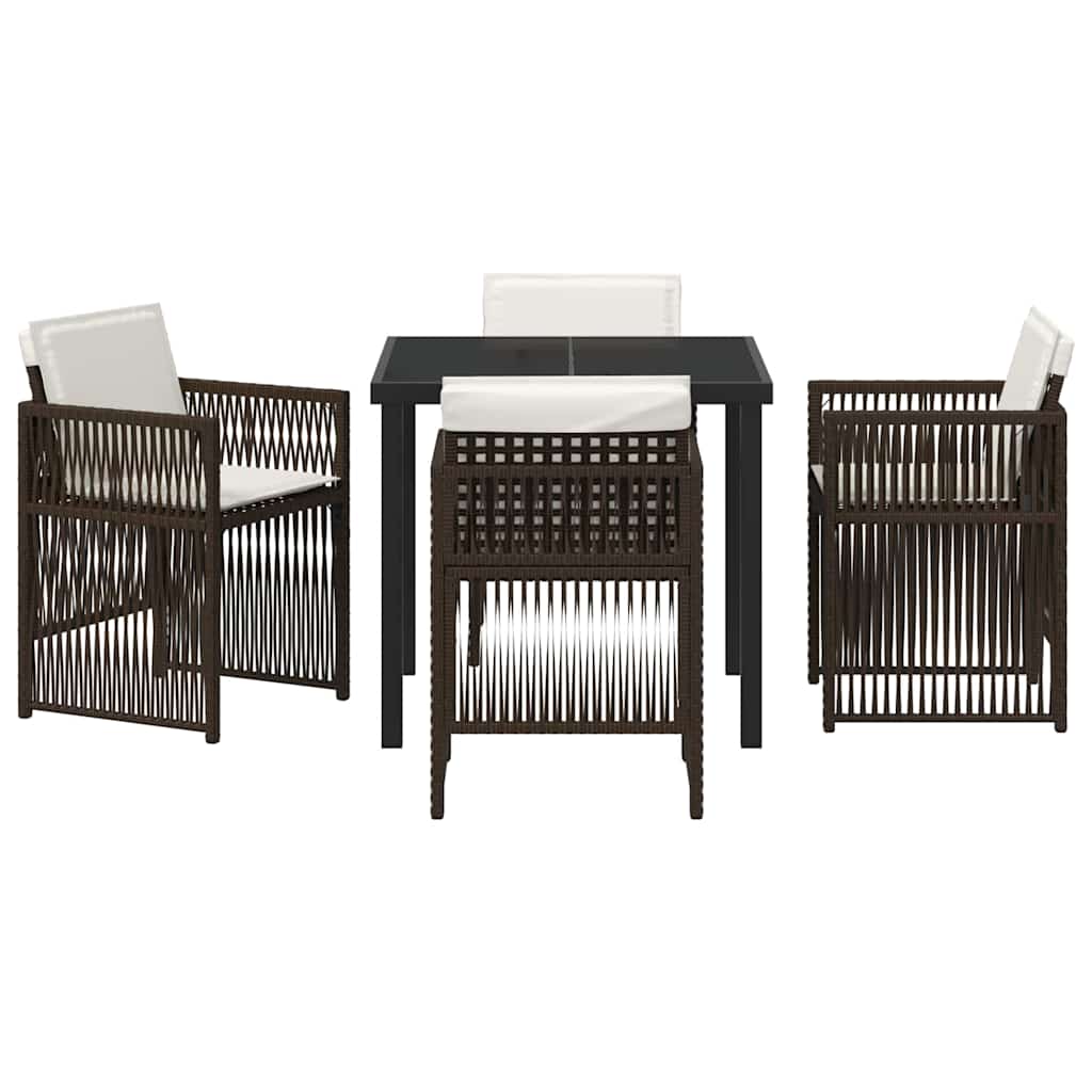 vidaXL Salon de jardin à manger 5 pcs Acier enduit de poudre marron