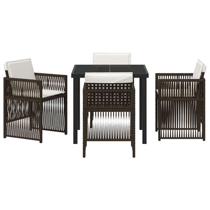vidaXL Salon de jardin à manger 5 pcs Acier enduit de poudre marron