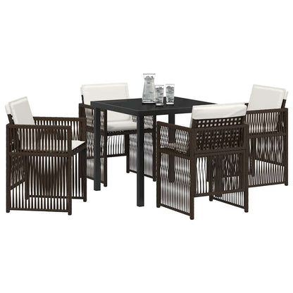 vidaXL Salon de jardin à manger 5 pcs Acier enduit de poudre marron