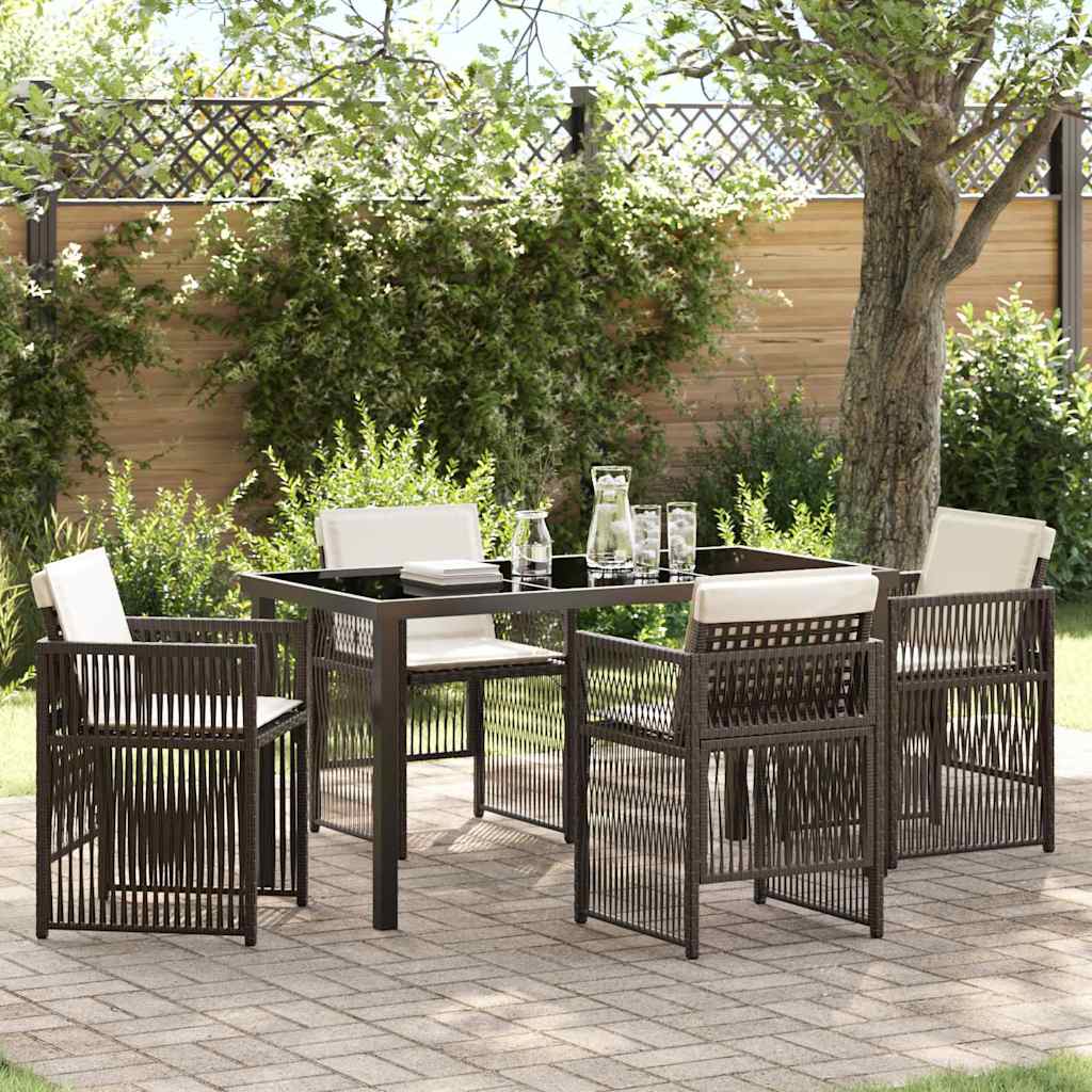 vidaXL Salon de jardin à manger 5 pcs Acier enduit de poudre marron