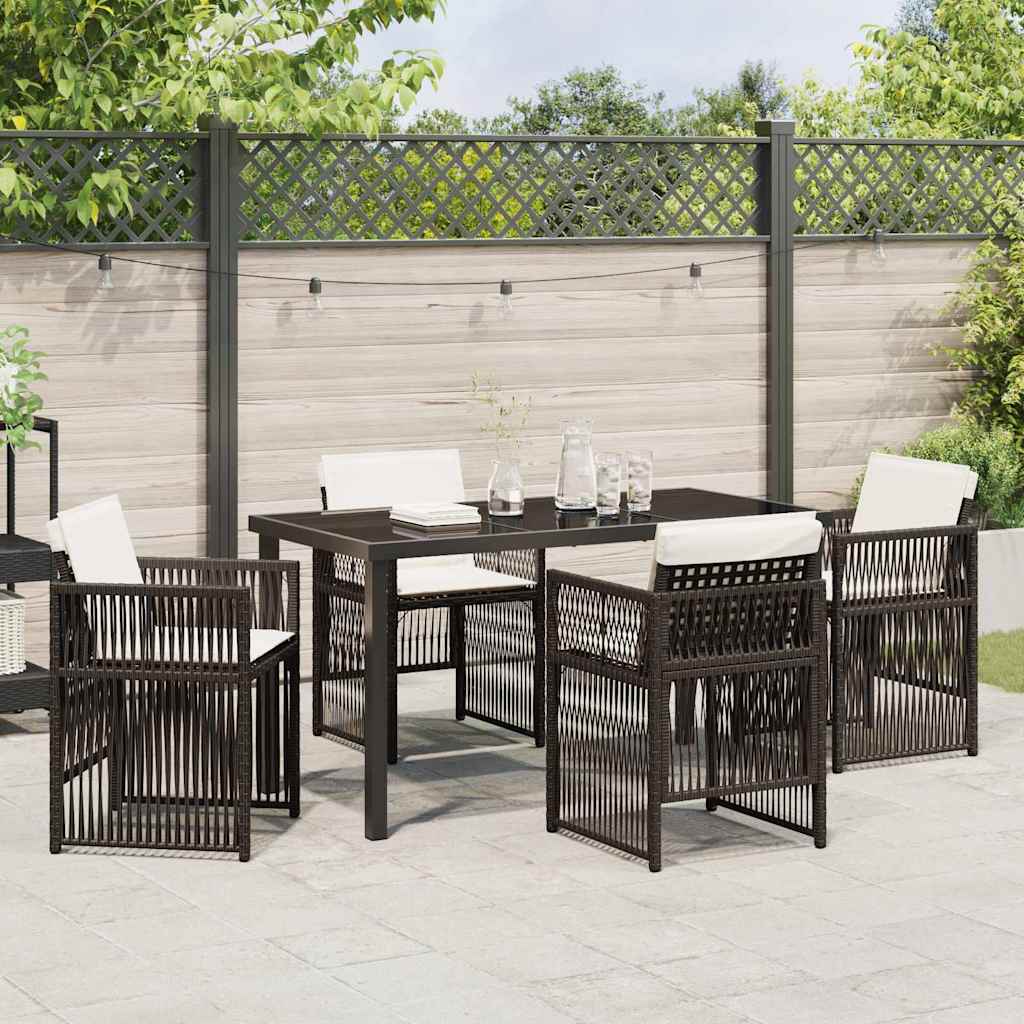vidaXL Salon de jardin à manger 5 pcs Acier enduit de poudre marron