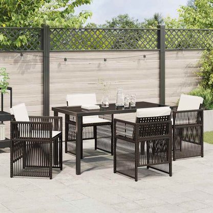 vidaXL Salon de jardin à manger 5 pcs Acier enduit de poudre marron