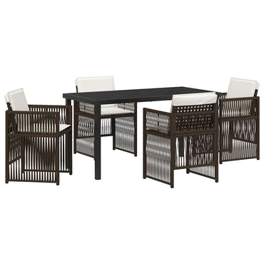 vidaXL Salon de jardin à manger 5 pcs Acier enduit de poudre marron