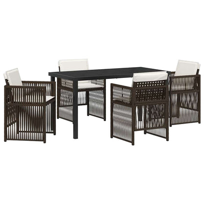 vidaXL Salon de jardin à manger 5 pcs Acier enduit de poudre marron