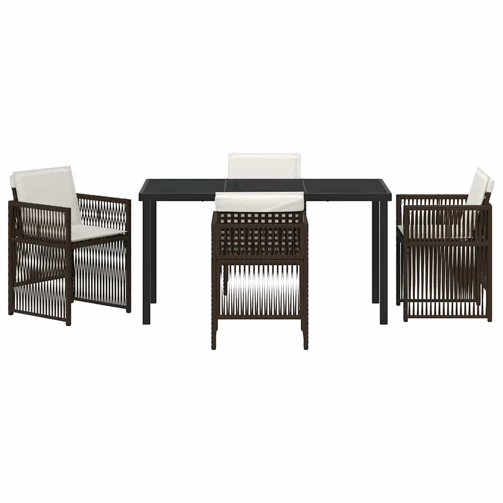 vidaXL Salon de jardin à manger 5 pcs Acier enduit de poudre marron