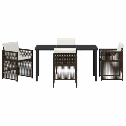 vidaXL Salon de jardin à manger 5 pcs Acier enduit de poudre marron