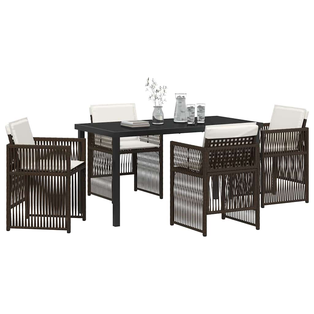 vidaXL Salon de jardin à manger 5 pcs Acier enduit de poudre marron