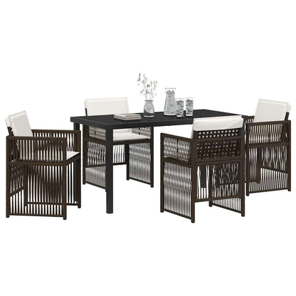 vidaXL Salon de jardin à manger 5 pcs Acier enduit de poudre marron
