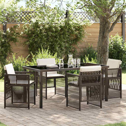 vidaXL Salon de jardin à manger 5 pcs Acier enduit de poudre marron