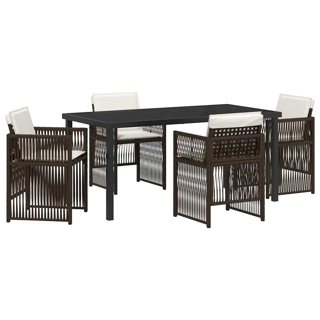 vidaXL Salon de jardin à manger 5 pcs Acier enduit de poudre marron