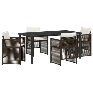 vidaXL Salon de jardin à manger 5 pcs Acier enduit de poudre marron