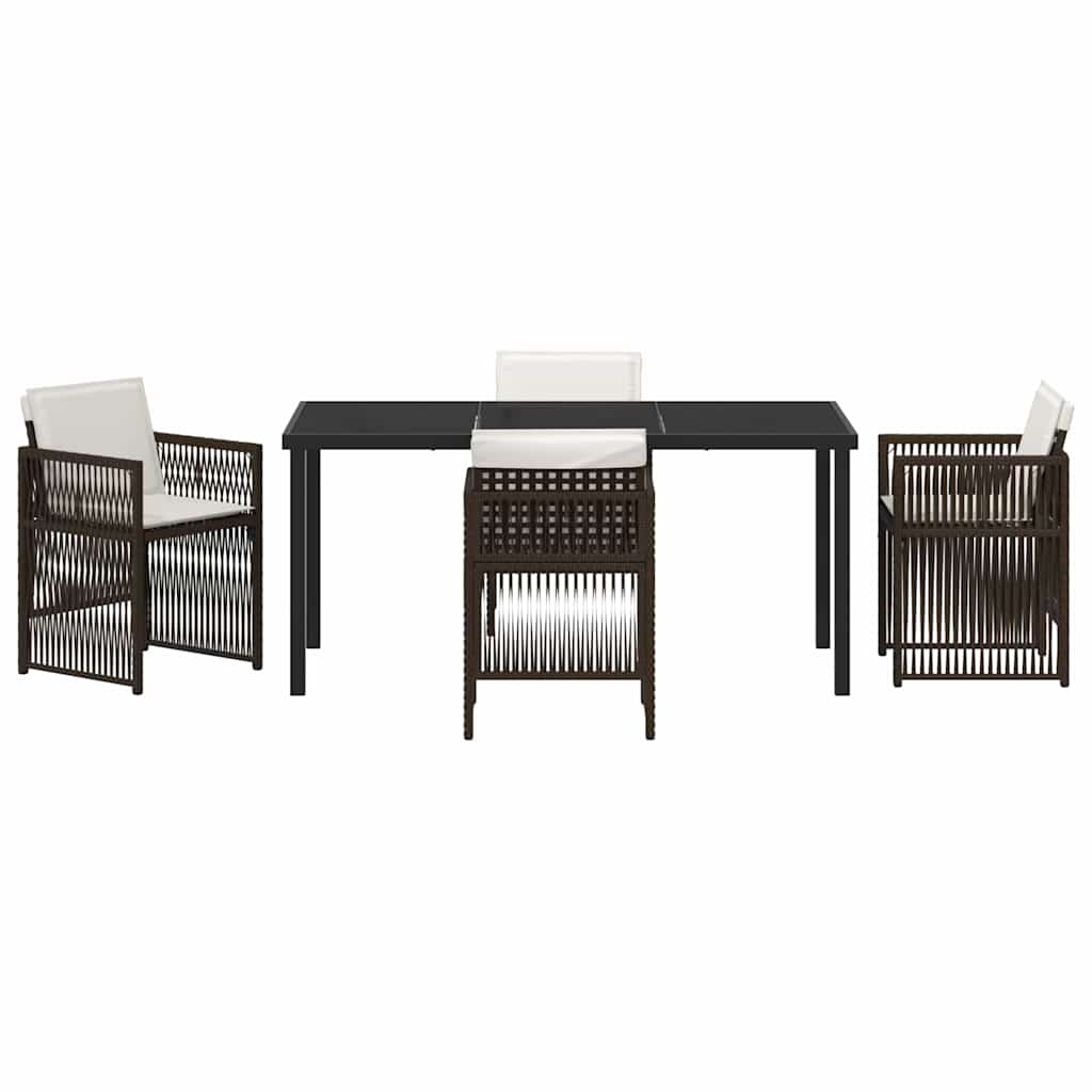 vidaXL Salon de jardin à manger 5 pcs Acier enduit de poudre marron