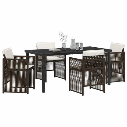 vidaXL Salon de jardin à manger 5 pcs Acier enduit de poudre marron