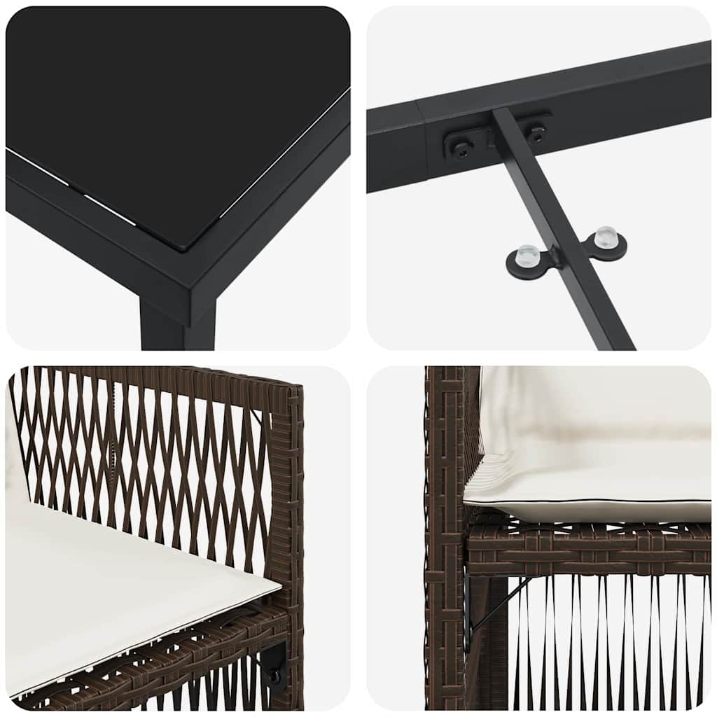 Garten Essgruppe 9 pcs Braun Pulverbeschichteter Stahl