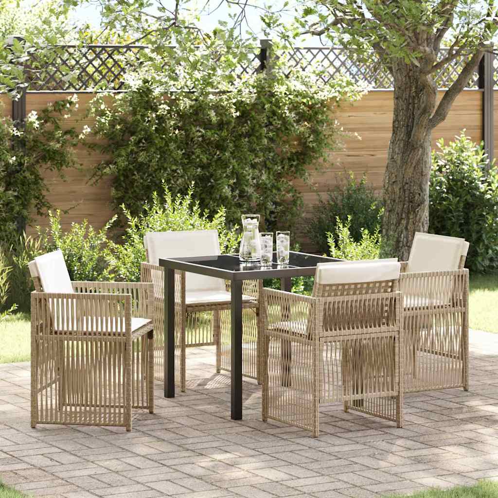 vidaXL Salon de jardin à dîner 5 pcs Acier enduit de poudre Beige