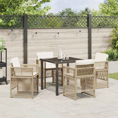 vidaXL Salon de jardin à dîner 5 pcs Acier enduit de poudre Beige