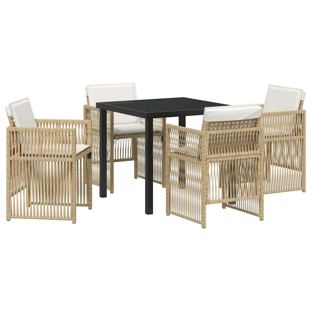 vidaXL Salon de jardin à dîner 5 pcs Acier enduit de poudre Beige