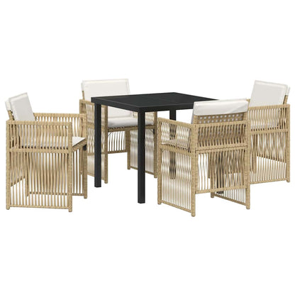 vidaXL Salon de jardin à dîner 5 pcs Acier enduit de poudre Beige
