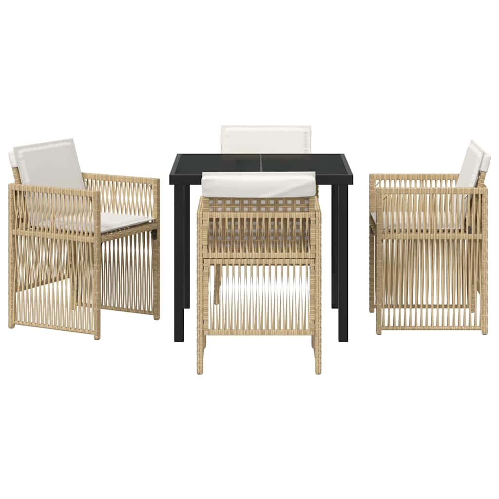 vidaXL Salon de jardin à dîner 5 pcs Acier enduit de poudre Beige