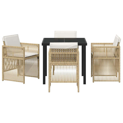 vidaXL Salon de jardin à dîner 5 pcs Acier enduit de poudre Beige