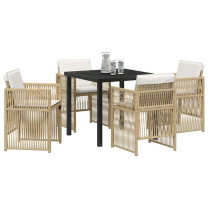 vidaXL Salon de jardin à dîner 5 pcs Acier enduit de poudre Beige
