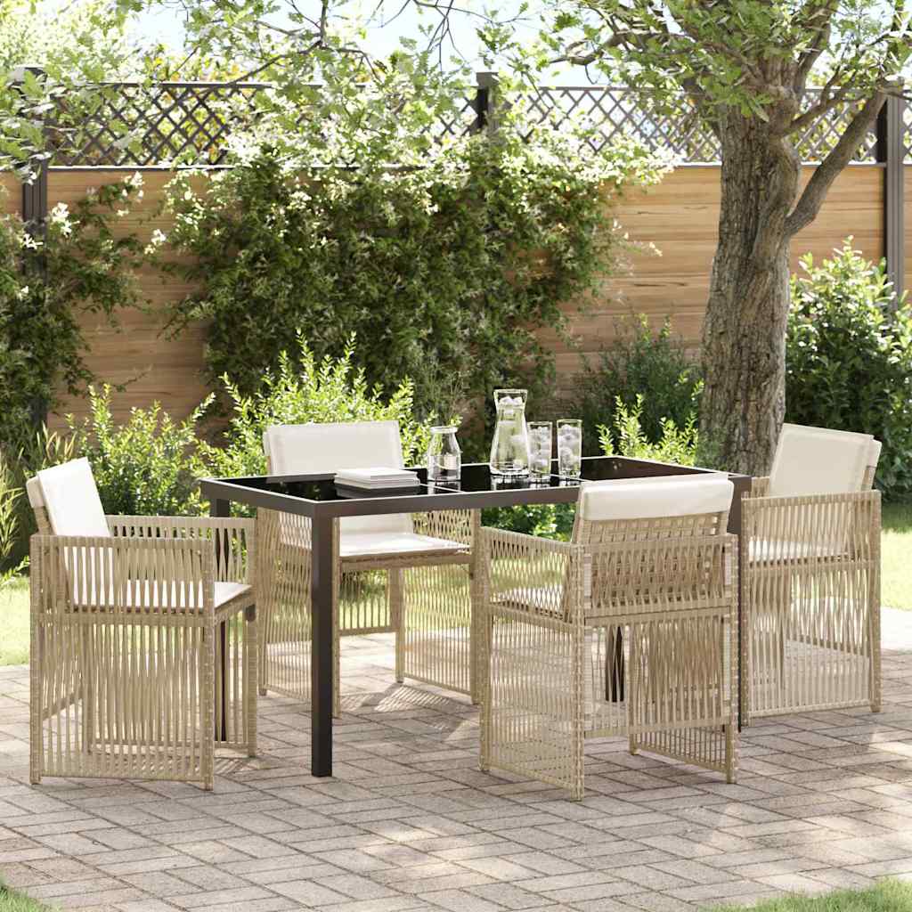 vidaXL Salon de jardin à dîner 5 pcs Acier enduit de poudre Beige