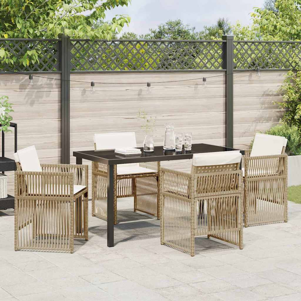 vidaXL Salon de jardin à dîner 5 pcs Acier enduit de poudre Beige