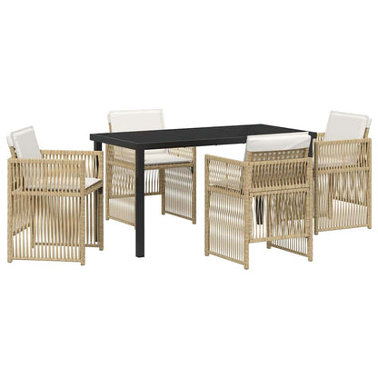 vidaXL Salon de jardin à dîner 5 pcs Acier enduit de poudre Beige