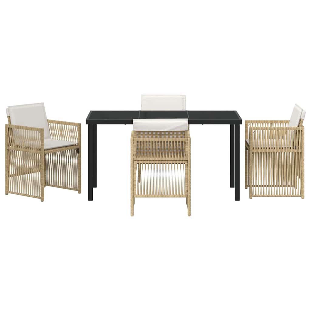 vidaXL Salon de jardin à dîner 5 pcs Acier enduit de poudre Beige
