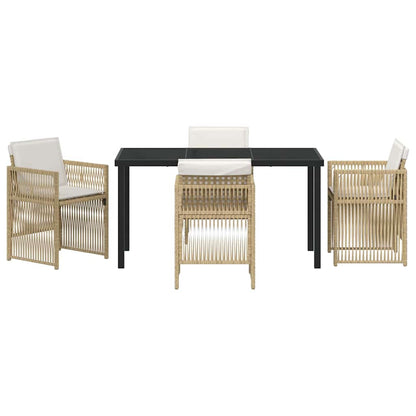 vidaXL Salon de jardin à dîner 5 pcs Acier enduit de poudre Beige