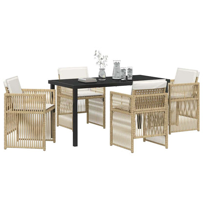 vidaXL Salon de jardin à dîner 5 pcs Acier enduit de poudre Beige