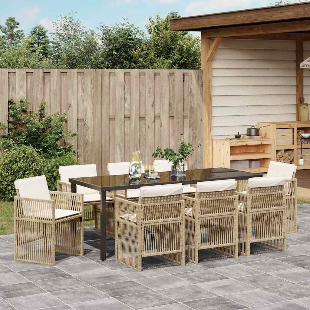 vidaXL Salon de jardin 9 pcs Acier enduit de poudre Beige