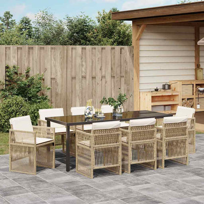 vidaXL Salon de jardin 9 pcs Acier enduit de poudre Beige