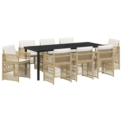 vidaXL Salon de jardin 9 pcs Acier enduit de poudre Beige