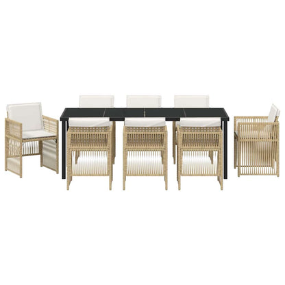vidaXL Salon de jardin 9 pcs Acier enduit de poudre Beige
