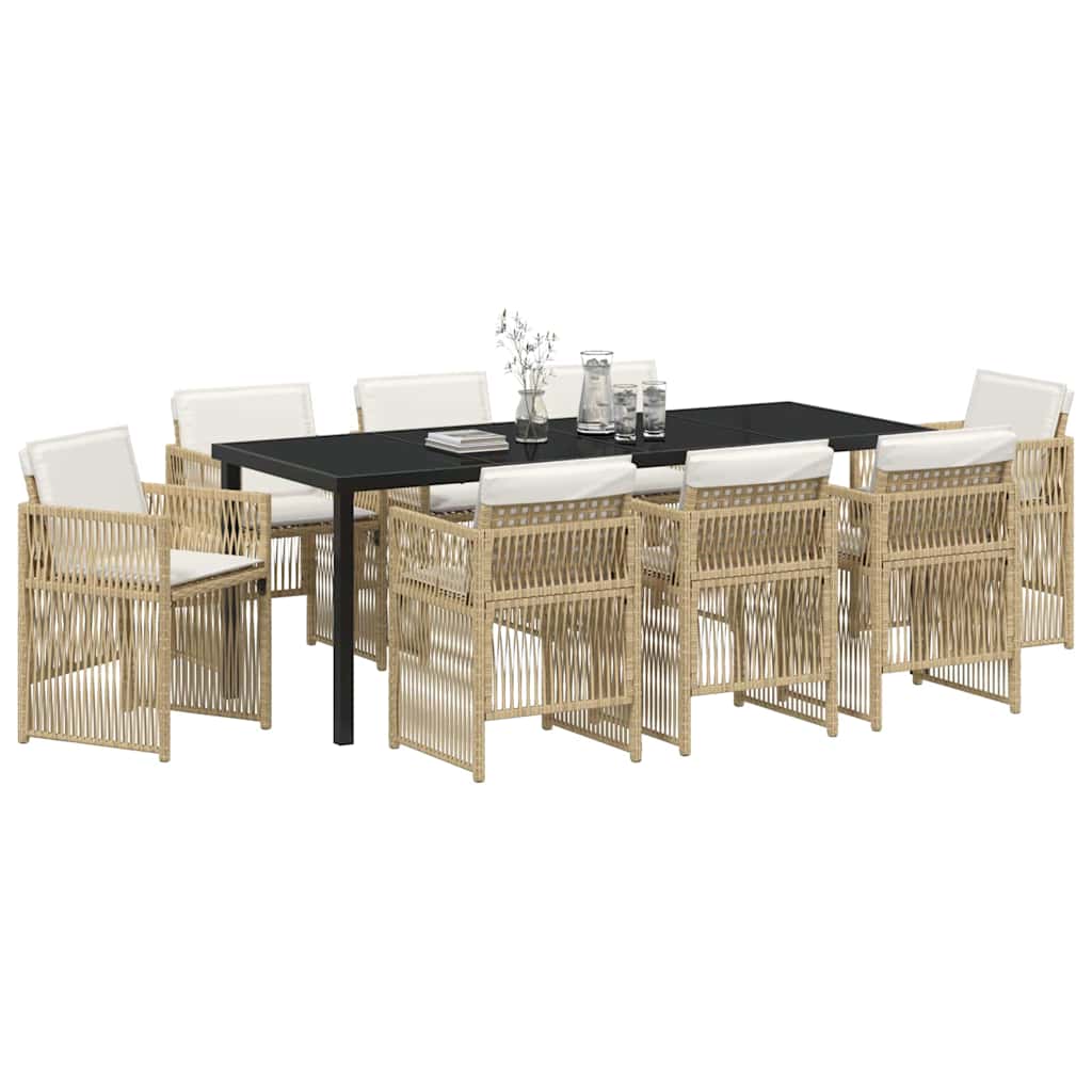 vidaXL Salon de jardin 9 pcs Acier enduit de poudre Beige