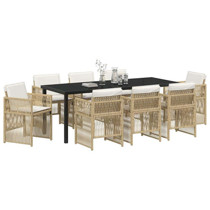 vidaXL Salon de jardin 9 pcs Acier enduit de poudre Beige