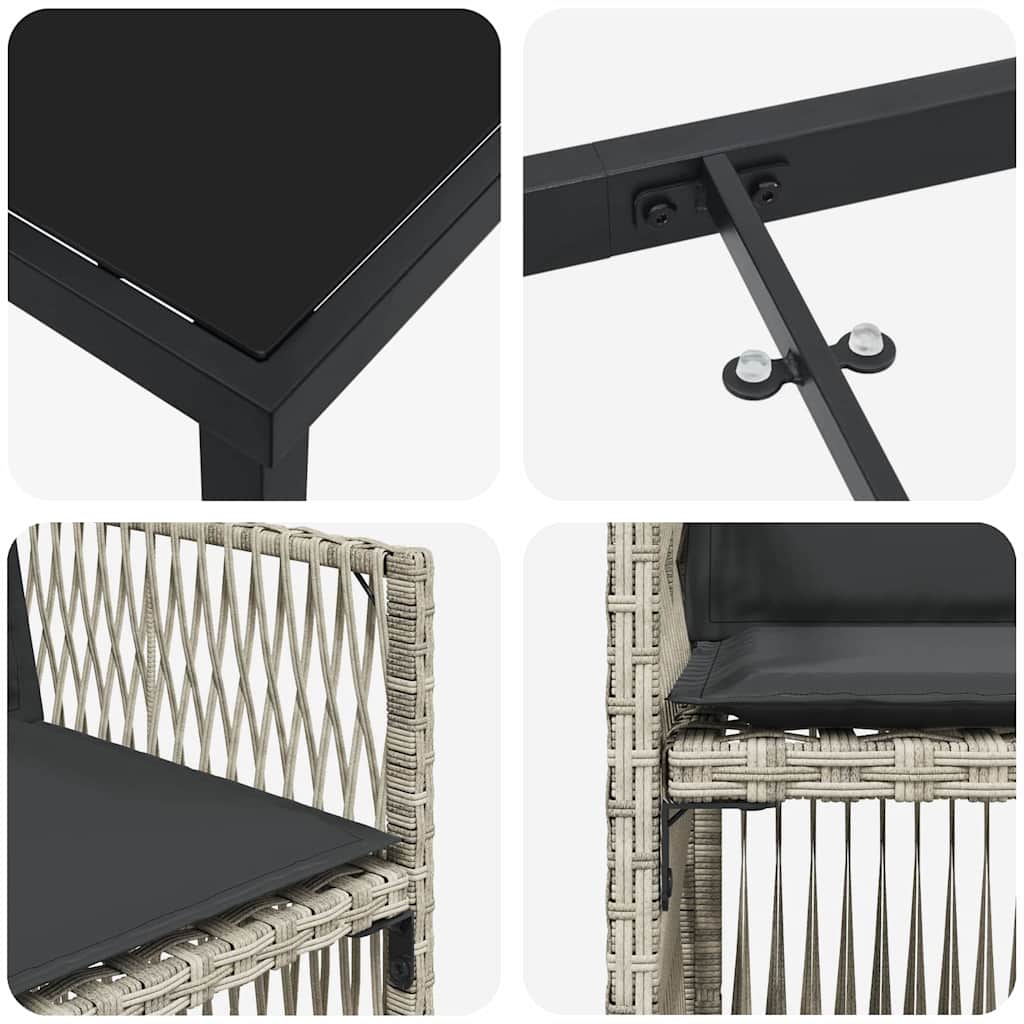 vidaXL Salle à manger de jardin 5 pcs Gris clair Acier enduit de poudre